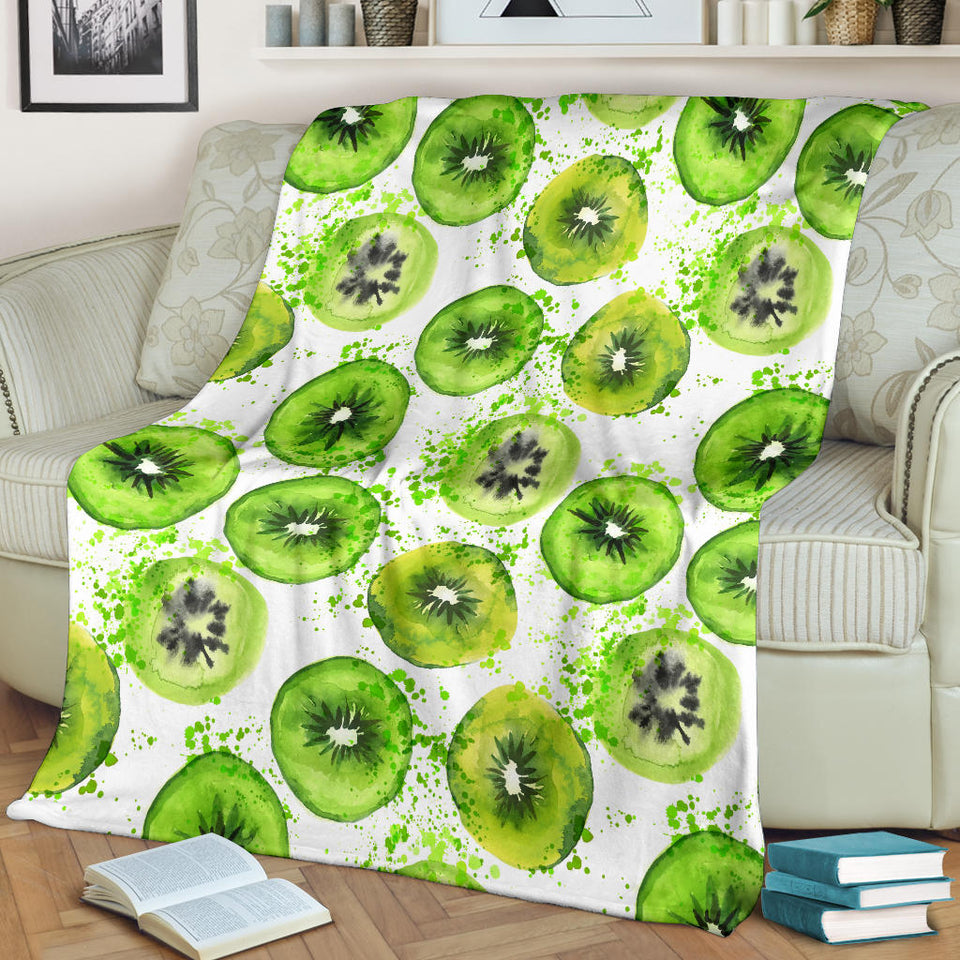 Watercolor Kiwi Pattern Premium Blanket