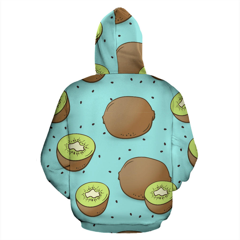 Kiwi Blue Background Men Women Pullover Hoodie