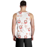 Daruma japanese wooden doll cherry blossom flower pattern Men Tank Top