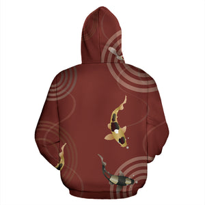 Koi Fish Carp Fish Red Background Zip Up Hoodie