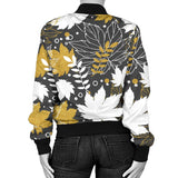 Beautiful Gold Autumn Maple Leaf Pattern Women'S Bomber Jacket