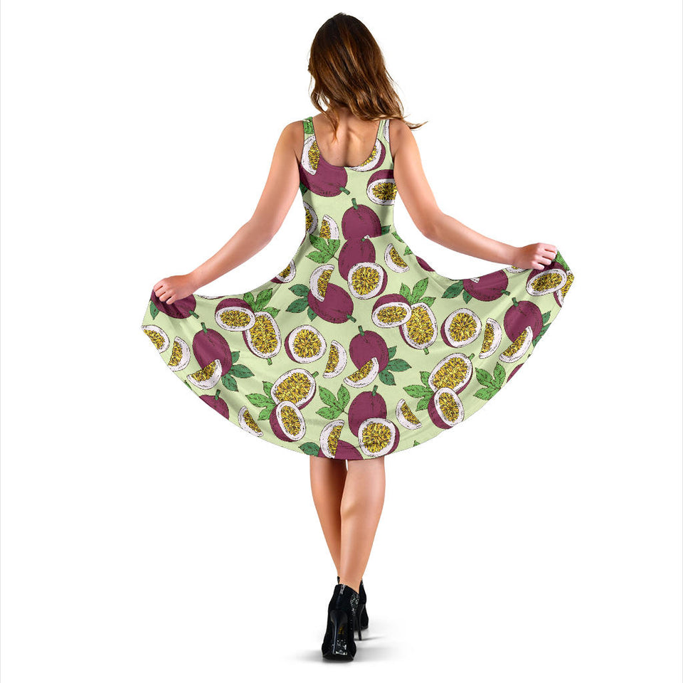 Passion Fruit Pattern Sleeveless Midi Dress