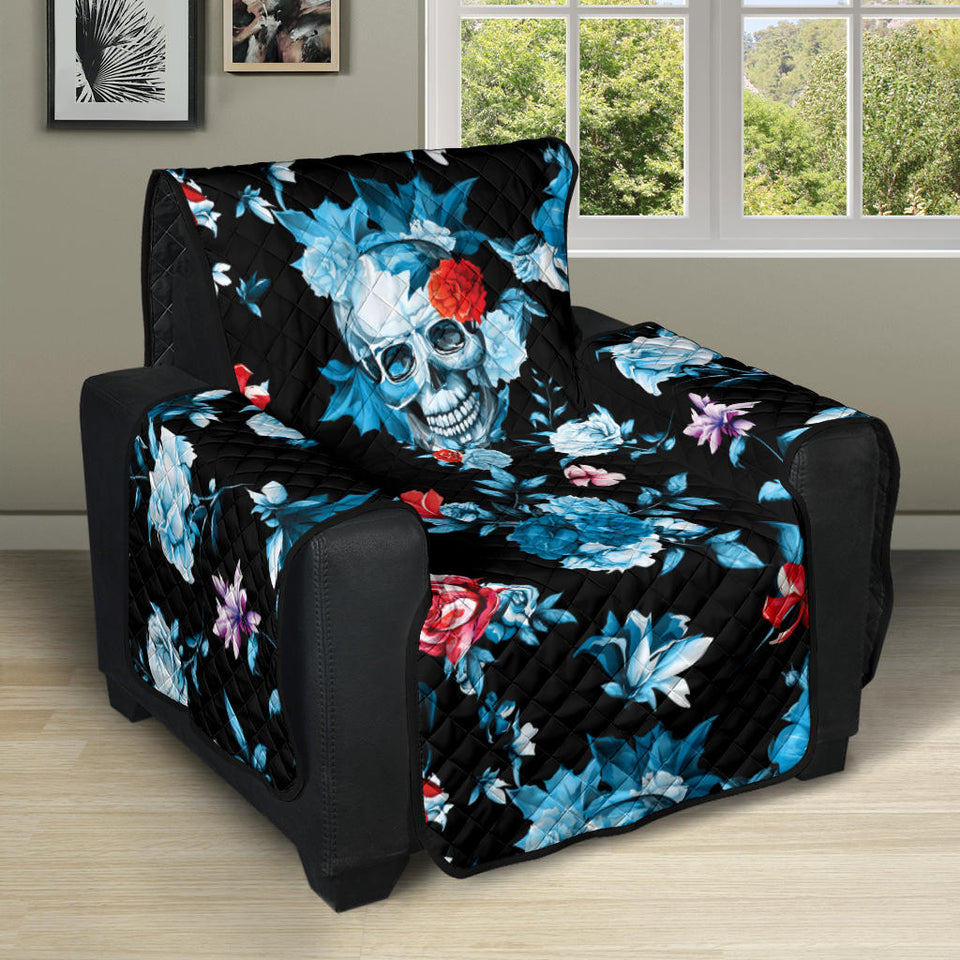 Skull flower roses leave pattern Recliner Cover Protector