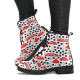 Red Mushroom Dot Pattern Leather Boots