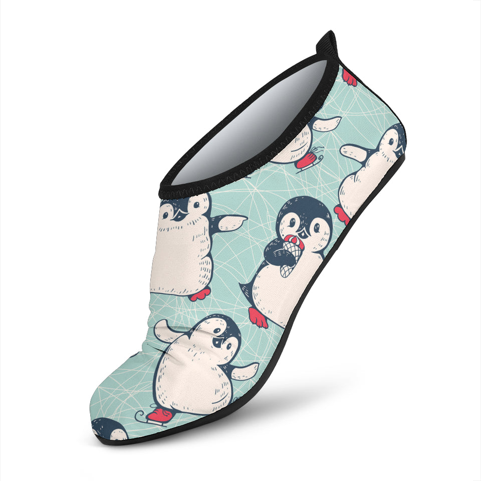 Cute Penguin Pattern Aqua Shoes