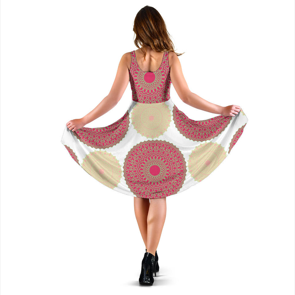 Circle Indian Pattern Sleeveless Midi Dress