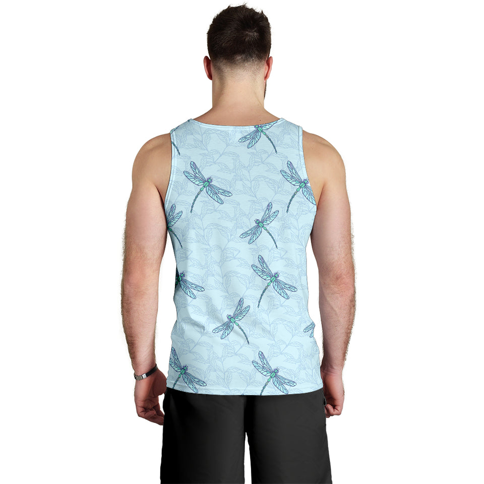 Dragonfly pattern blue background Men Tank Top