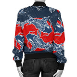 Koi Fish Carp Fishs Hand Drawn Japanese Art Women'S Bomber Jacket