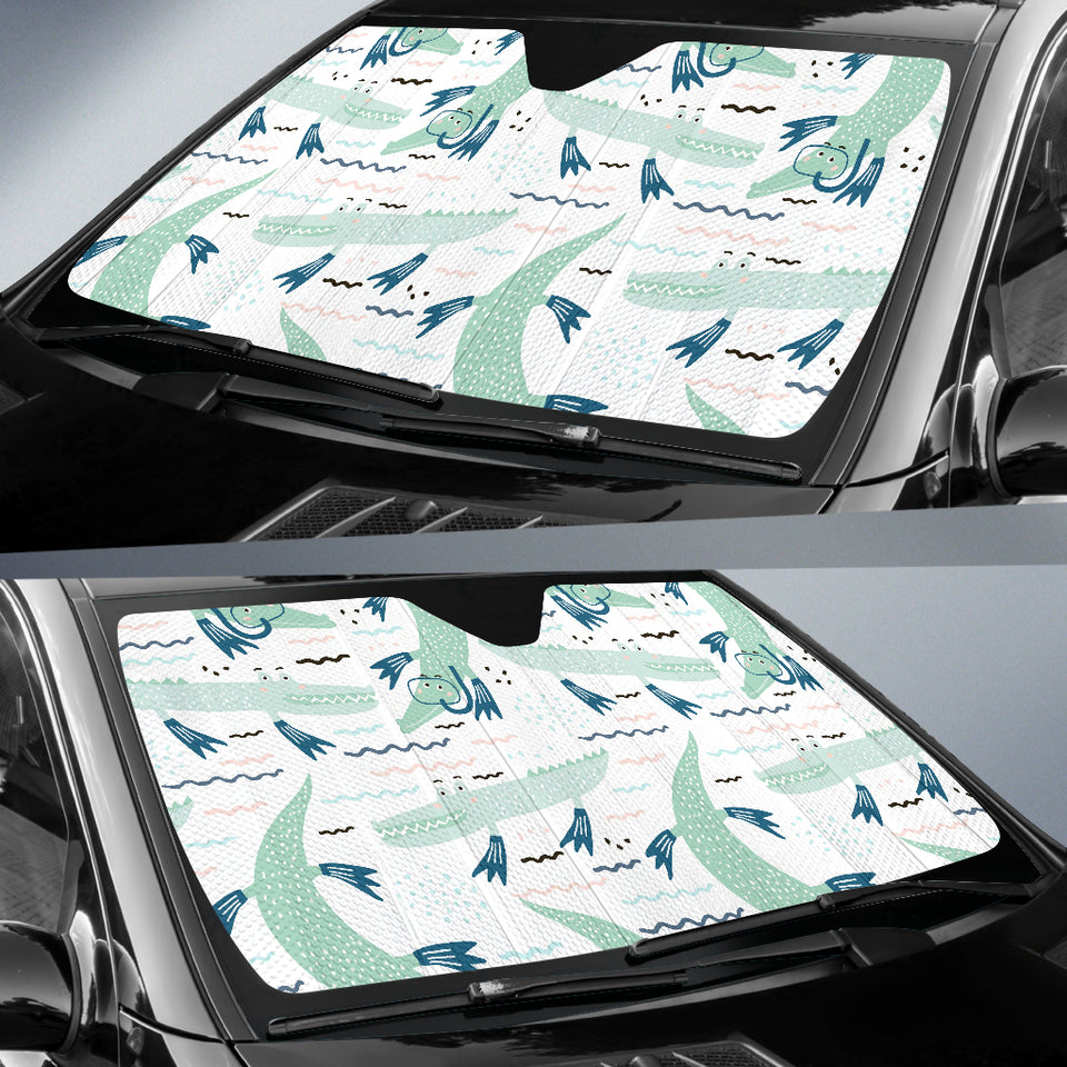Crocodile Diver Pattern Car Sun Shade
