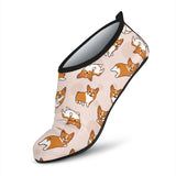 Cute Corgis Pattern Pink Background Aqua Shoes