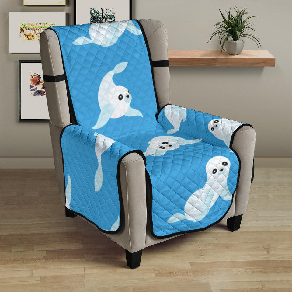 Cute sea lion seal pattern background Chair Cover Protector