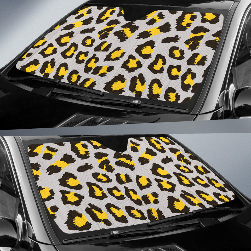 Gray Leopard Print Pattern Car Sun Shade