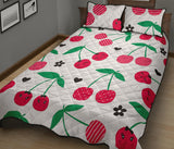 cherry pattern white background Quilt Bed Set