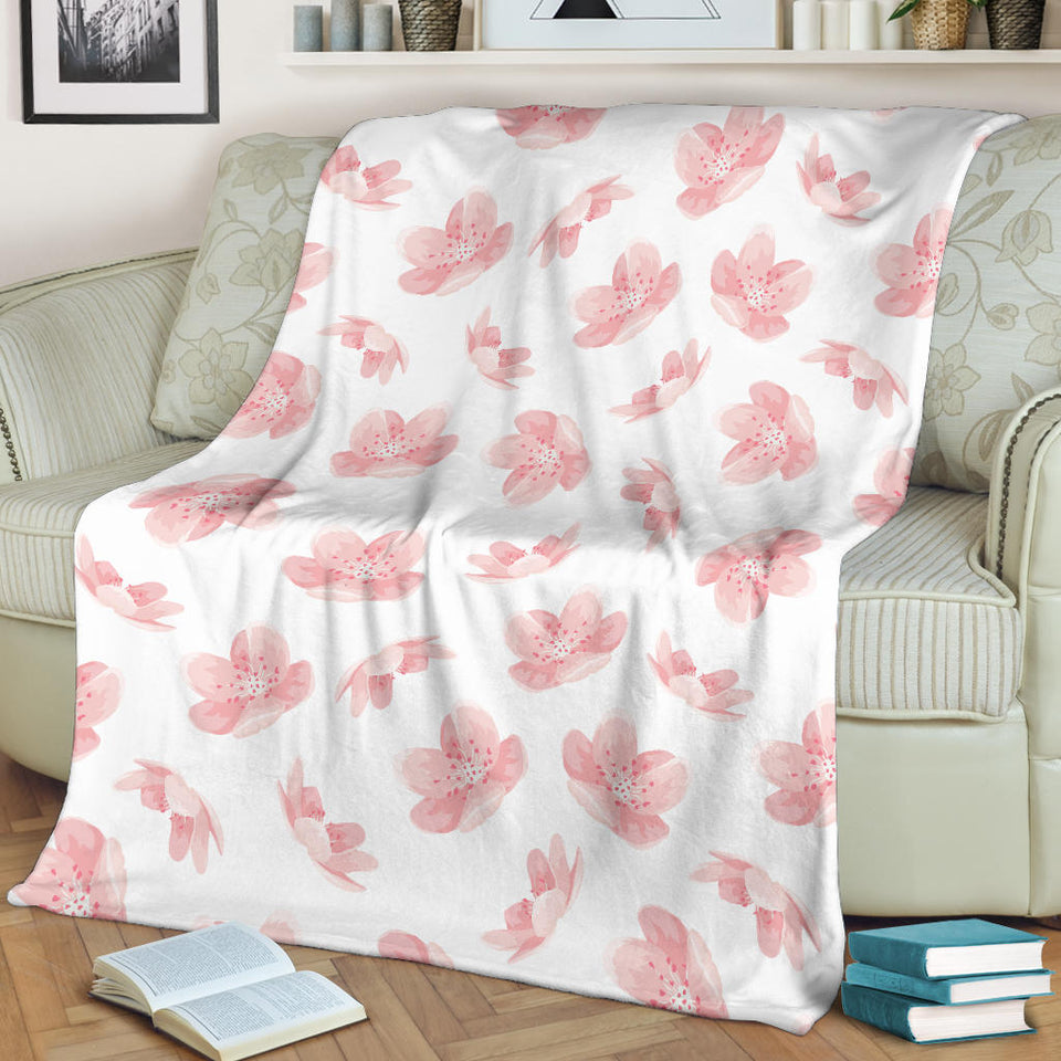 Pink Sakura Cherry Blossom Pattern Premium Blanket