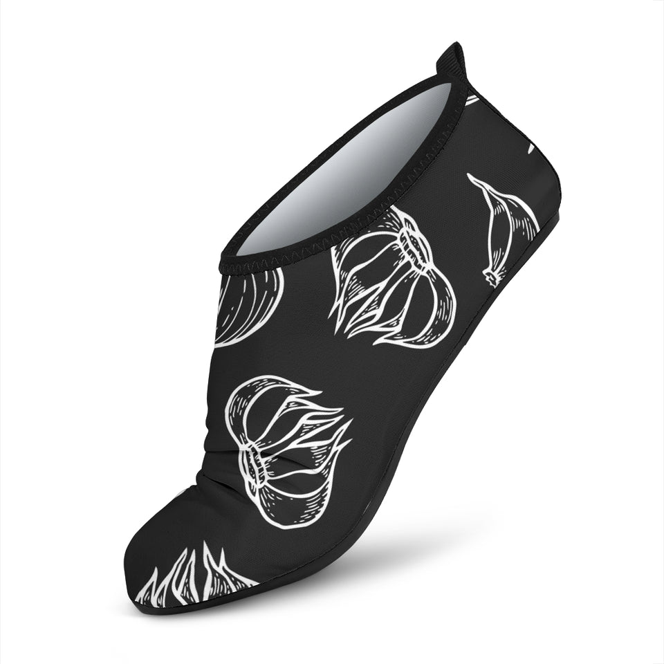 Garlic Pattern Black Background Aqua Shoes