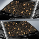 Gold Peacock Feather Pattern Car Sun Shade
