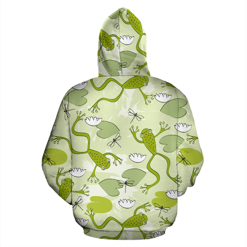 Cute Frog Dragonfly Pattern Zip Up Hoodie
