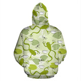 Cute Frog Dragonfly Pattern Zip Up Hoodie