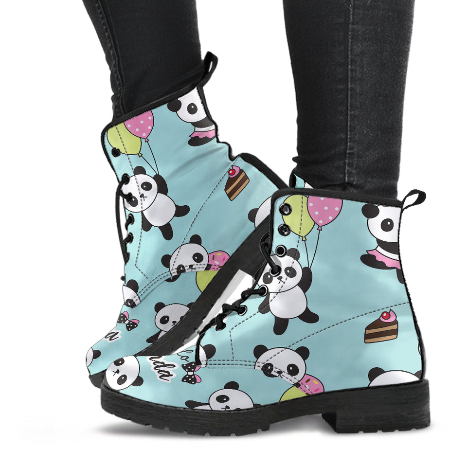 Cute Baby Panda Pattern Leather Boots