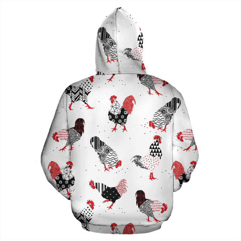 Cool Rooster Chicken Cock Floral Ornament Background Zip Up Hoodie