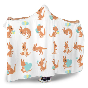 Cute Kangaroo Pattern Hooded Blanket