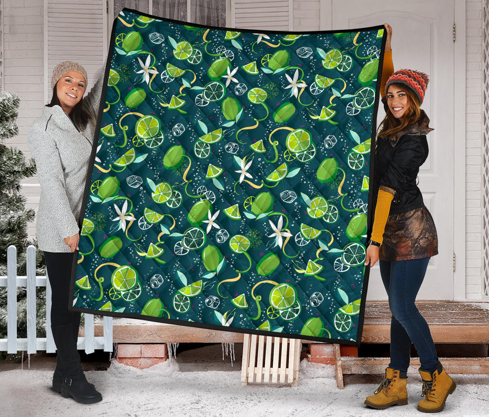 Lime Ice Flower Pattern Premium Quilt