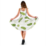 Cucumber Sketch Pattern Sleeveless Midi Dress