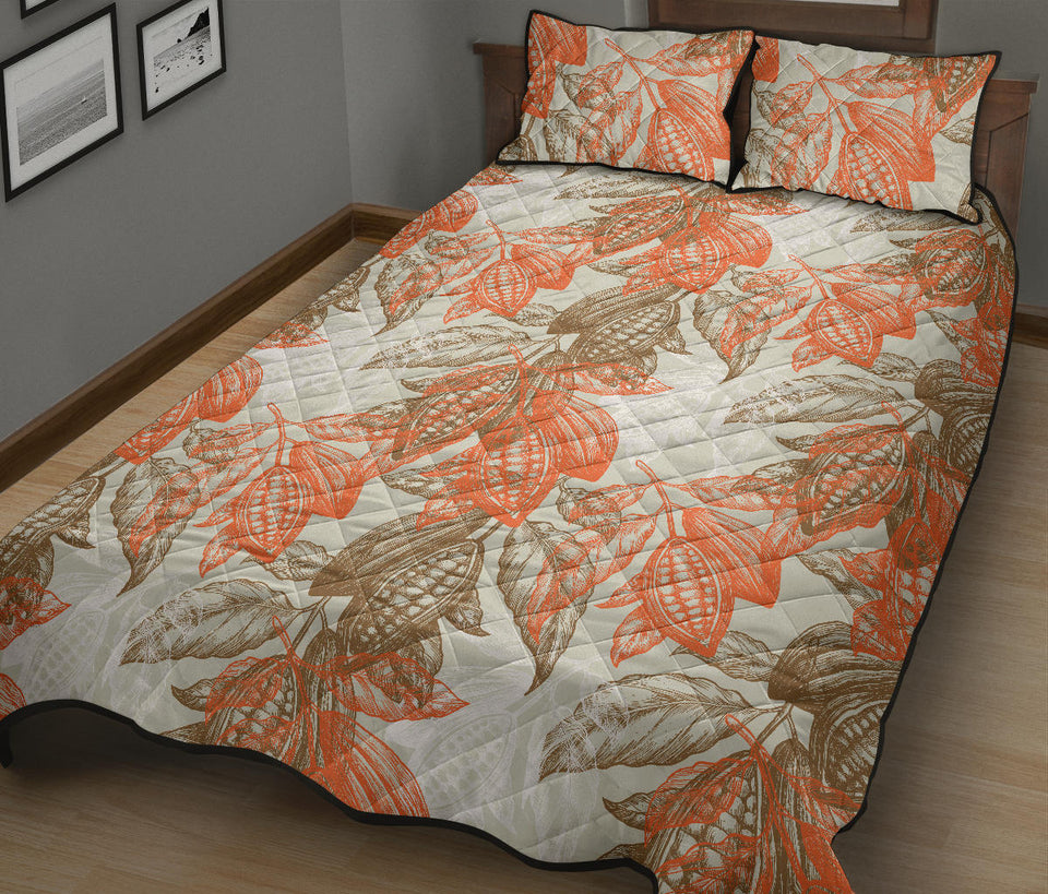 Cocoa beans Cocoa tree pattern Quilt Bed Set