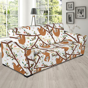 Sloths Hanging On The Tree Pattern Sofa Slipcover