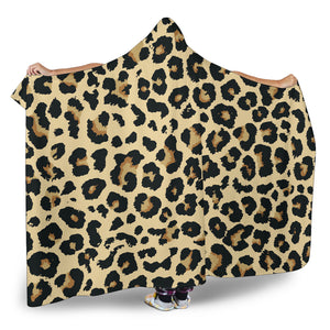 Leopard Print Design Pattern Hooded Blanket