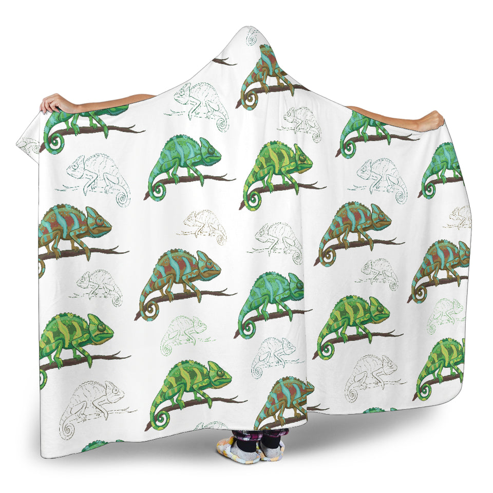 Chameleon Lizard Pattern Hooded Blanket