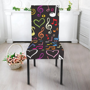 Music Notes Pattern Print Design 02 Dining Chair Slipcover