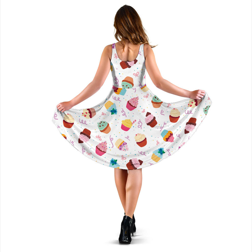 Cake Cupcake Design Pattern Sleeveless Midi Dress