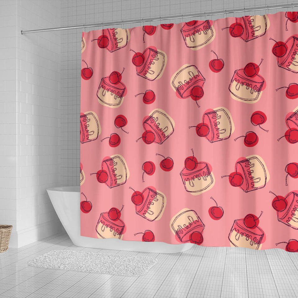 Cake Cherry Pattern Shower Curtain Fulfilled In US