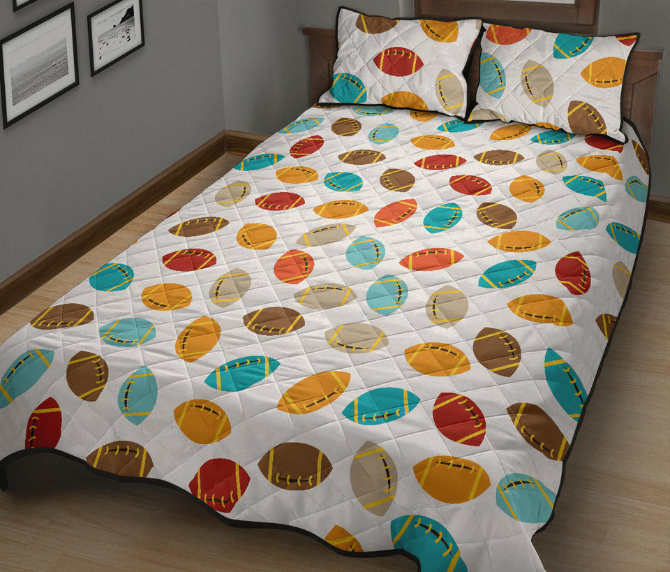 Colorful american football ball pattern Quilt Bed Set