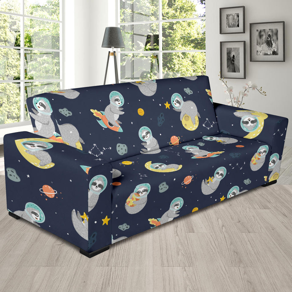 Cute Sloth Astronaut Star Planet Rocket Pattern Sofa Slipcover