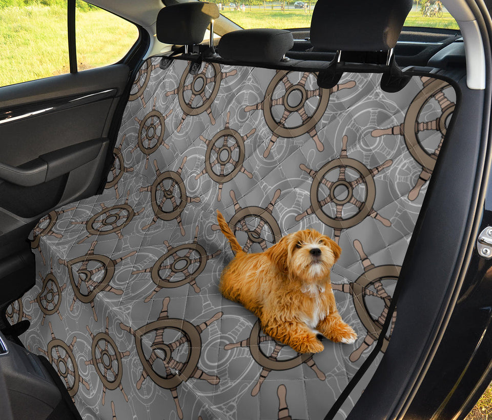 Nautical Wood Steering Wheel Pattern Dog Car Seat Covers