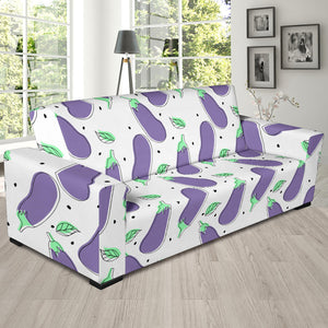 Eggplant Pattern Print Design 05 Sofa Slipcover