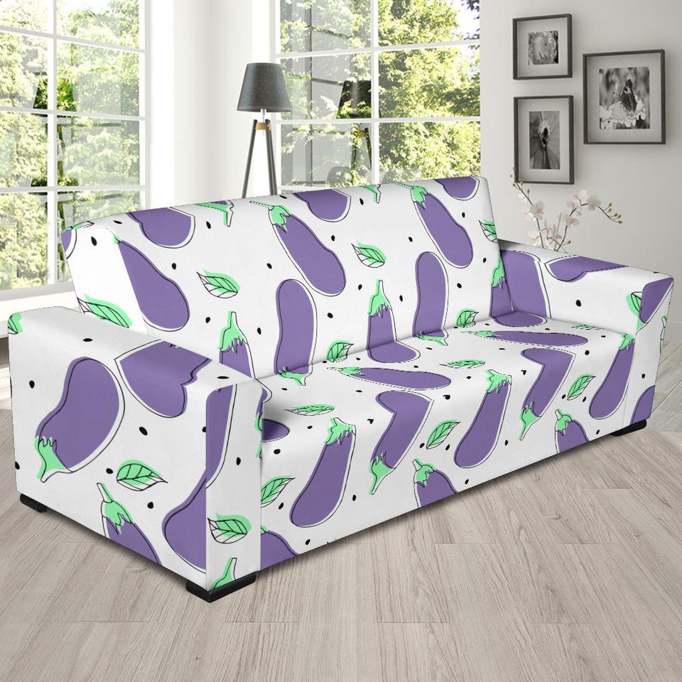 Eggplant Pattern Print Design 05 Sofa Slipcover
