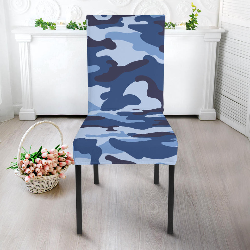 Blue Camo Camouflage Pattern Dining Chair Slipcover