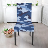 Blue Camo Camouflage Pattern Dining Chair Slipcover