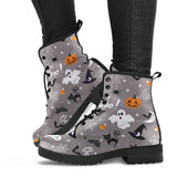 Halloween Design Pattern Leather Boots
