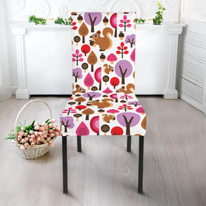 Squirrel Pattern Print Design 02 Dining Chair Slipcover