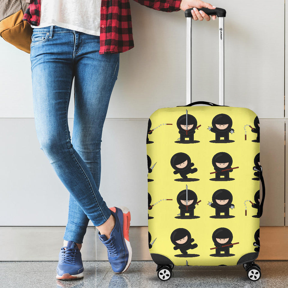 Cute Ninja Yellow Background Luggage Covers