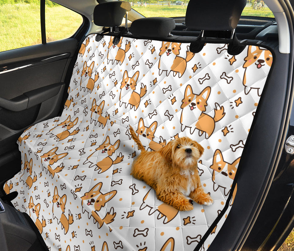Cute Corgi Heart Star Bone Pattern Dog Car Seat Covers
