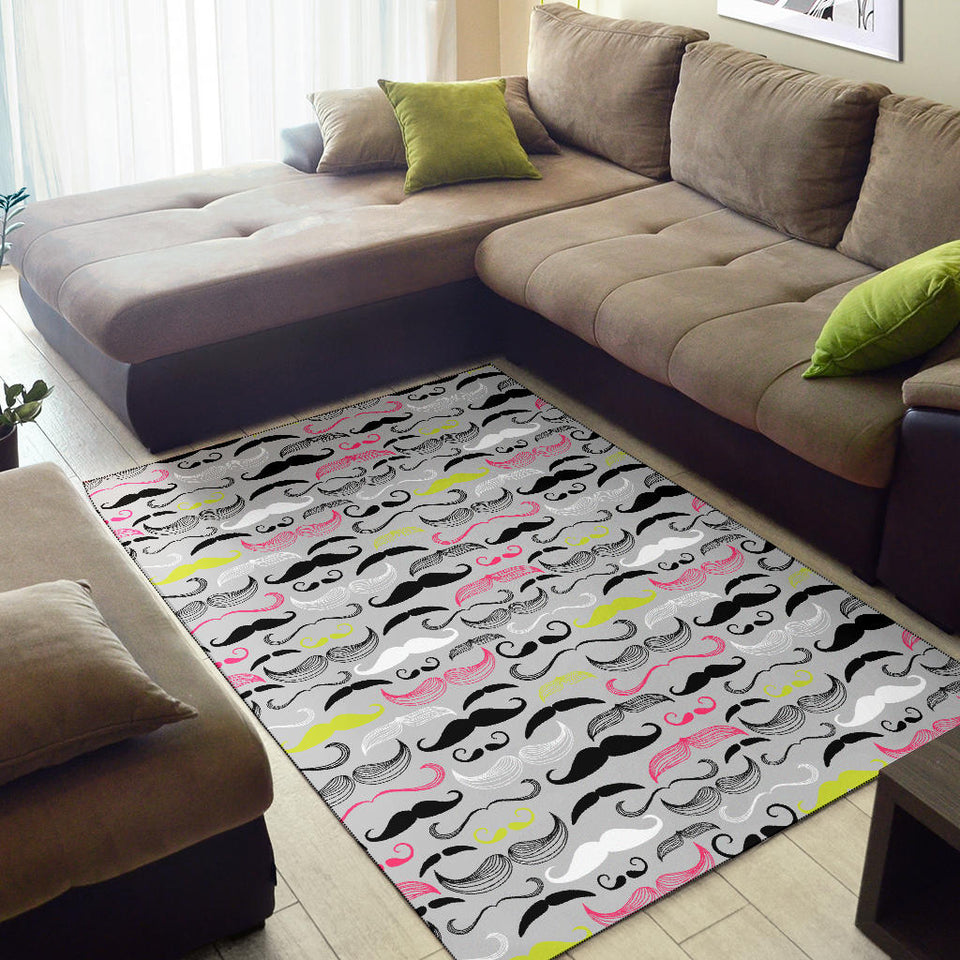 Mustache Beard Pattern Print Design 02 Area Rug