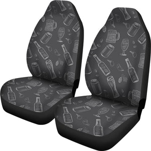 Beer Hand Drawn Pattern Universal Fit Car Seat Covers