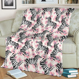Zebra Pink Flower Background Premium Blanket