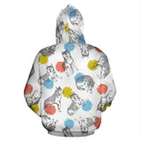 Siberian Husky And Colorful Circle Pattern Zip Up Hoodie