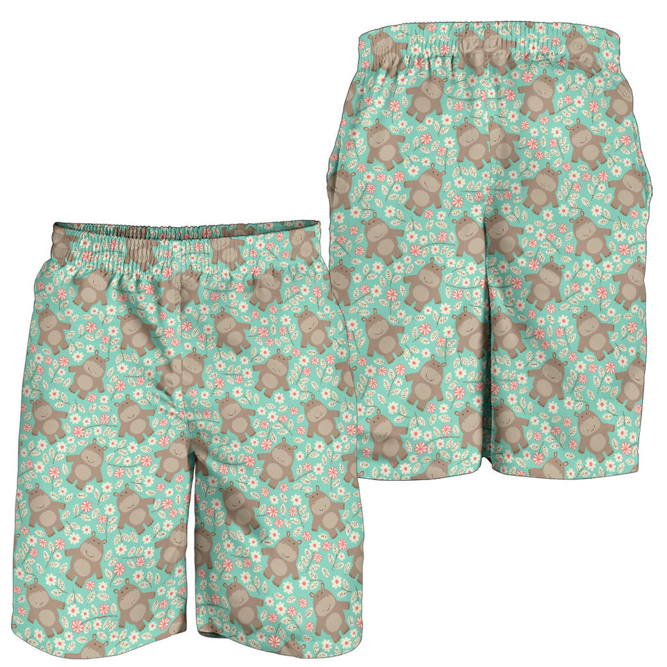 Hippopotamus Pattern Print Design 02 Men Shorts